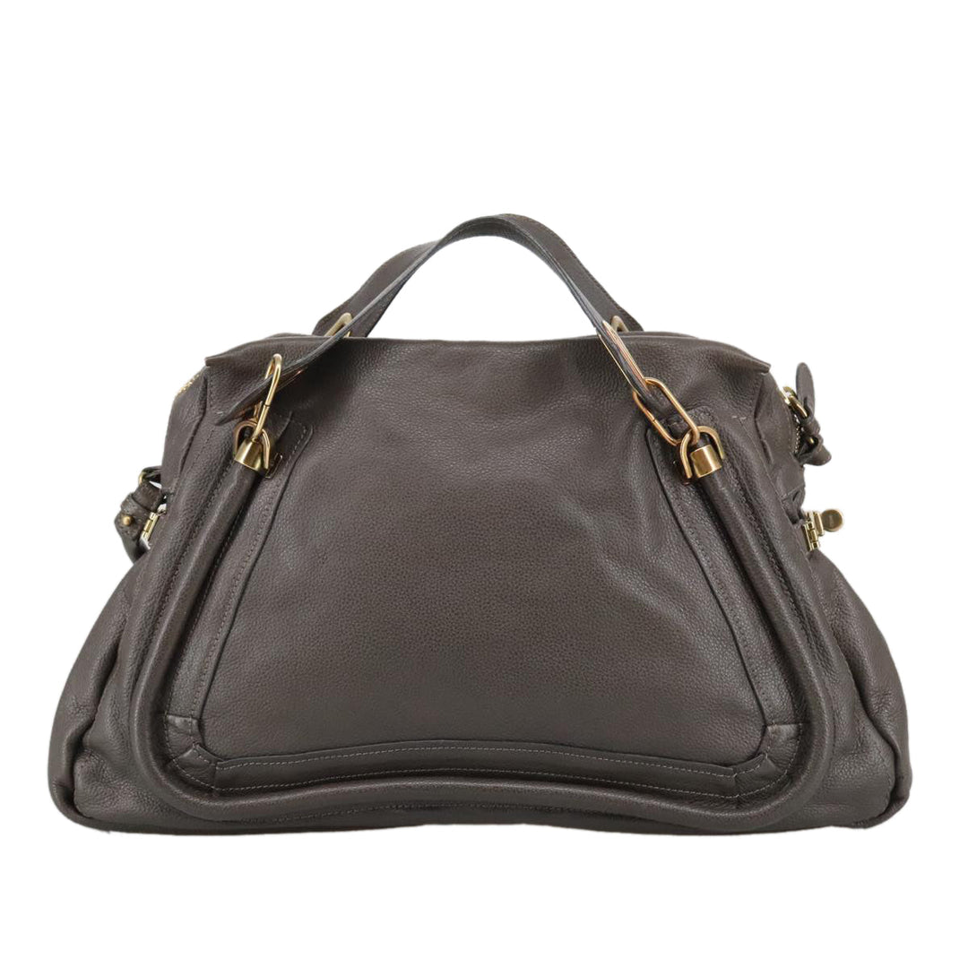 Chloe Paraty Shoulder Bag Leather Brown Gold 103875