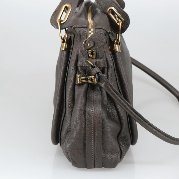 Chloe Paraty Shoulder Bag Leather Brown Gold 103875