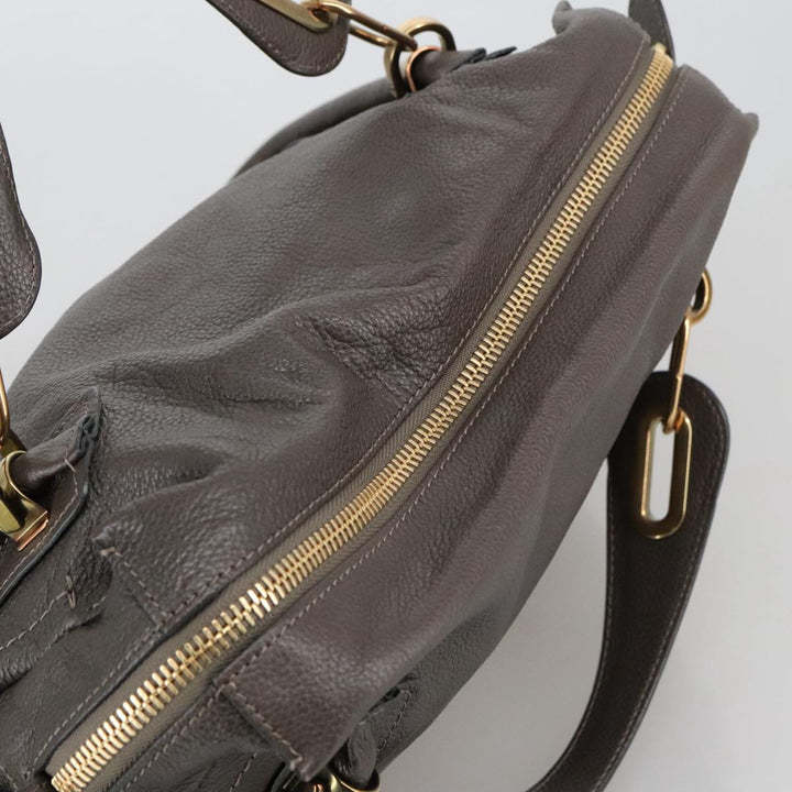 Chloe Paraty Shoulder Bag Leather Brown Gold 103875