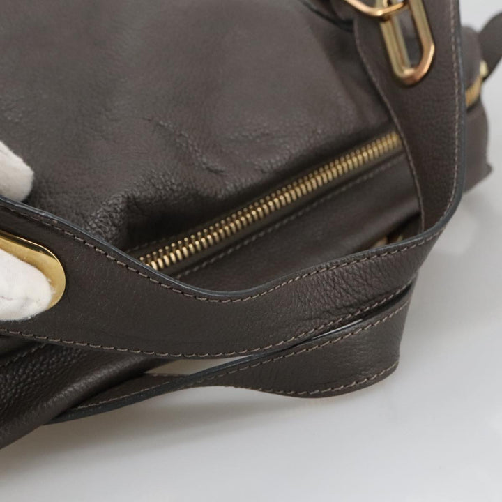 Chloe Paraty Shoulder Bag Leather Brown Gold 103875