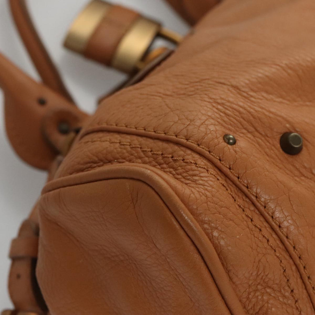 Chloe Paddington Hand Bag Leather Brown Gold Silver 103879
