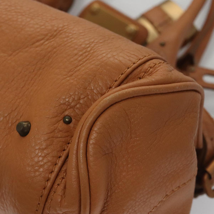 Chloe Paddington Hand Bag Leather Brown Gold Silver 103879