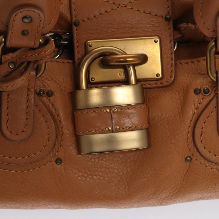 Chloe Paddington Hand Bag Leather Brown Gold Silver 103879