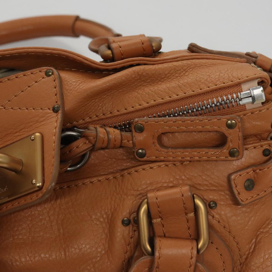 Chloe Paddington Hand Bag Leather Brown Gold Silver 103879
