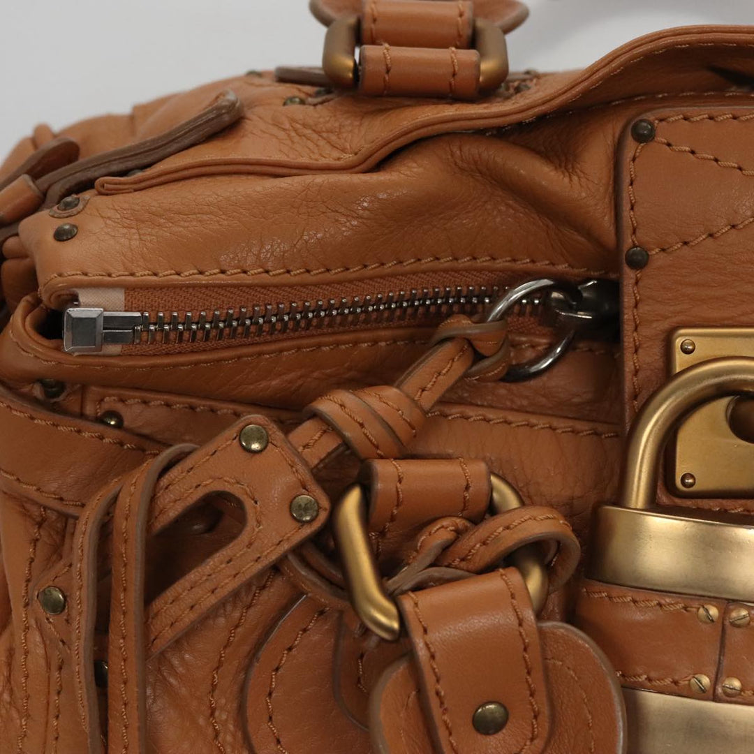 Chloe Paddington Hand Bag Leather Brown Gold Silver 103879