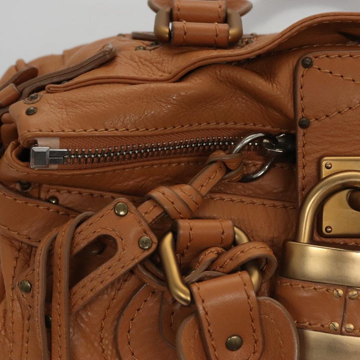 Chloe Paddington Hand Bag Leather Brown Gold Silver 103879