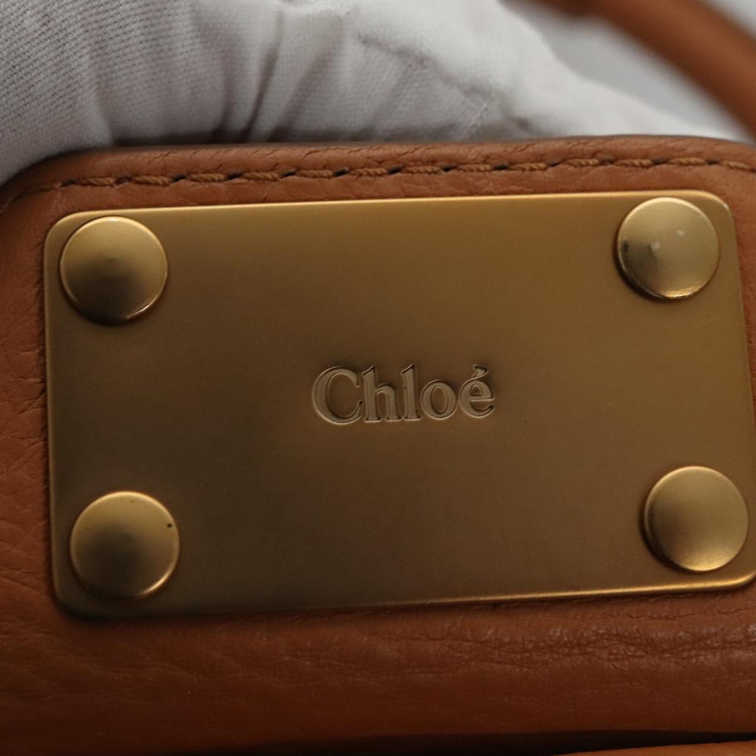 Chloe Paddington Hand Bag Leather Brown Gold Silver 103879
