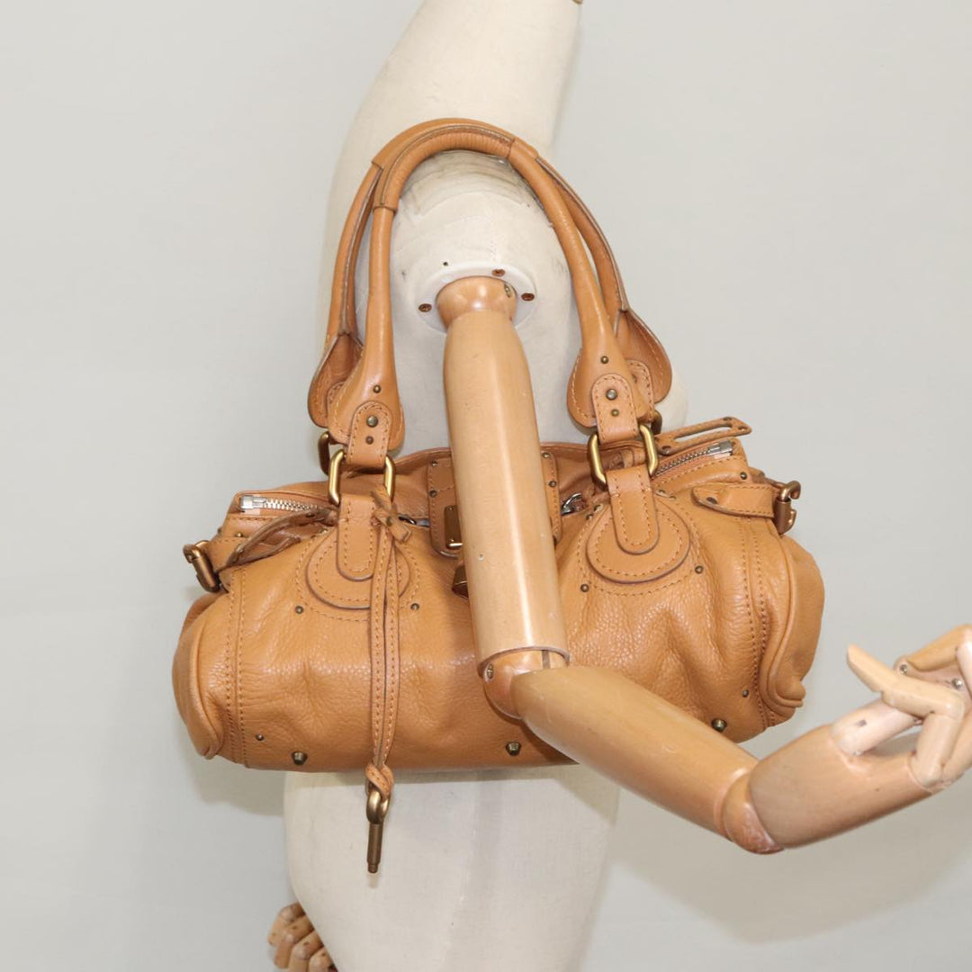 Chloe Paddington Hand Bag Leather Brown Gold Silver 103879
