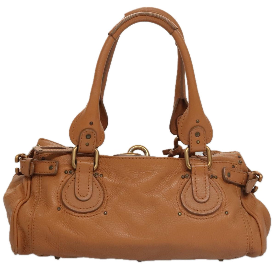 Chloe Paddington Hand Bag Leather Brown Gold Silver 103879