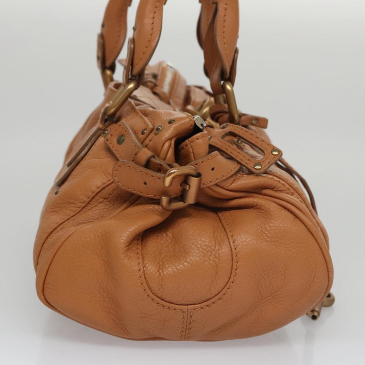 Chloe Paddington Hand Bag Leather Brown Gold Silver 103879