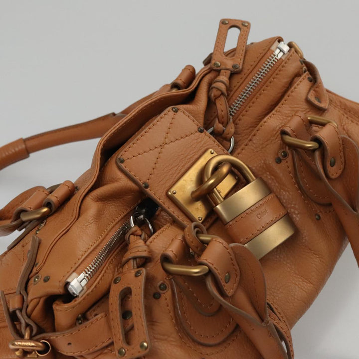 Chloe Paddington Hand Bag Leather Brown Gold Silver 103879