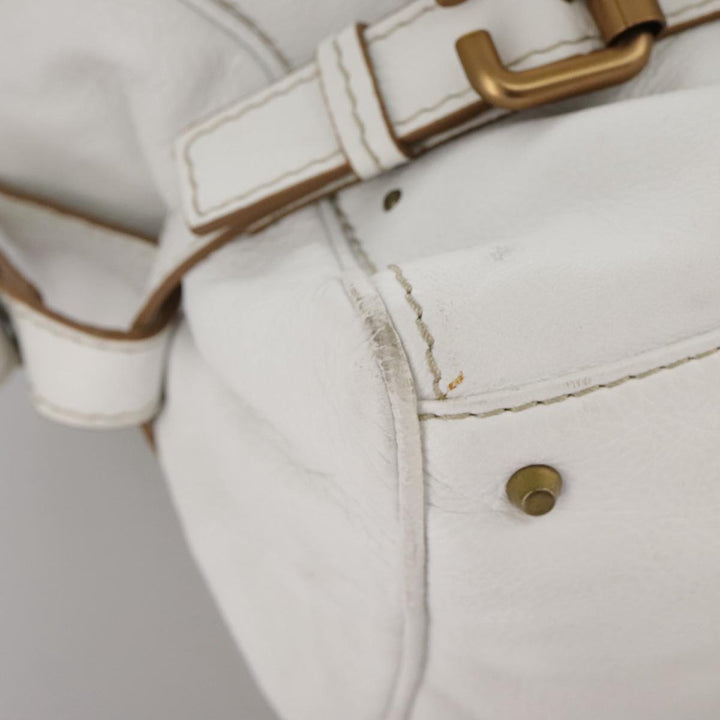 Chloe Paddington Shoulder Bag Leather White Gold Silver 103895
