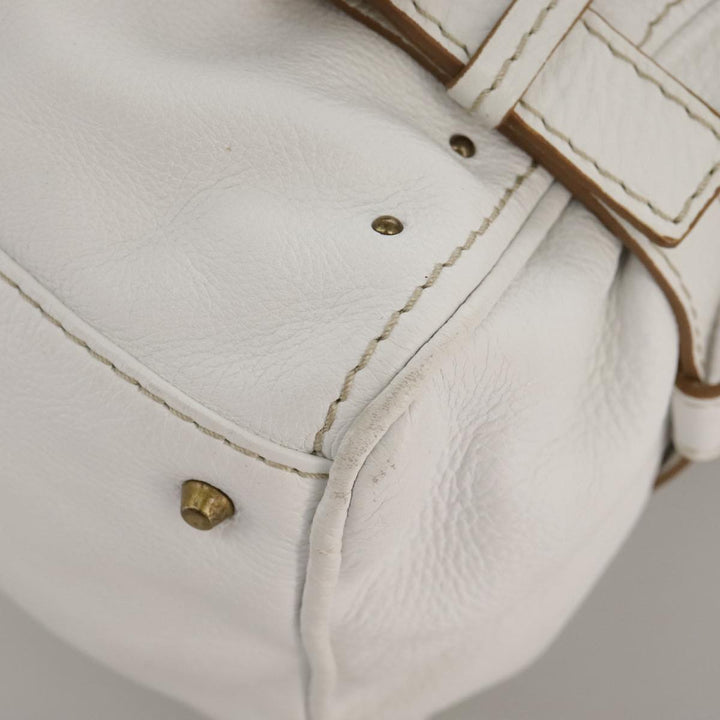 Chloe Paddington Shoulder Bag Leather White Gold Silver 103895