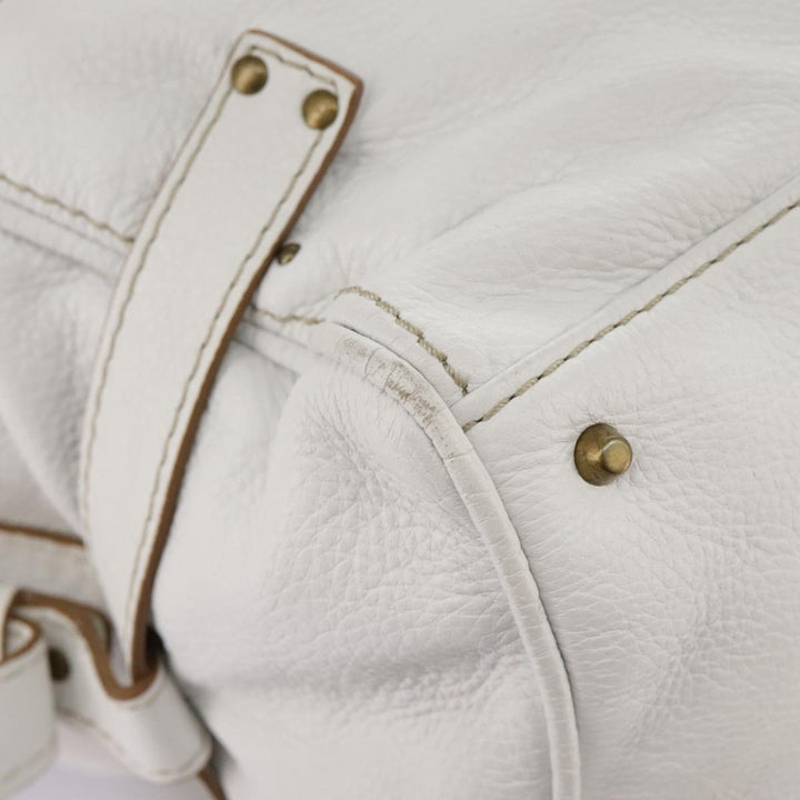 Chloe Paddington Shoulder Bag Leather White Gold Silver 103895