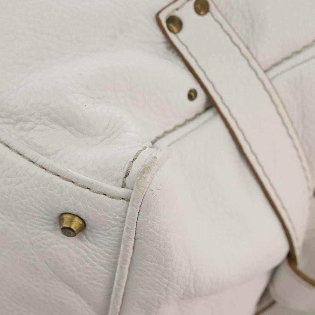Chloe Paddington Shoulder Bag Leather White Gold Silver 103895