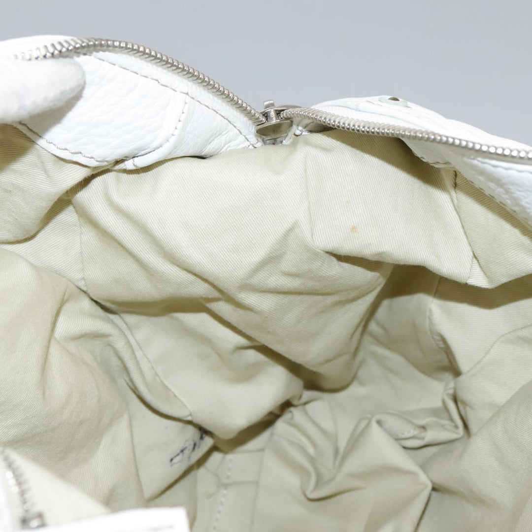 Chloe Paddington Shoulder Bag Leather White Gold Silver 103895
