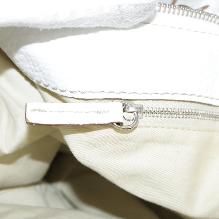 Chloe Paddington Shoulder Bag Leather White Gold Silver 103895