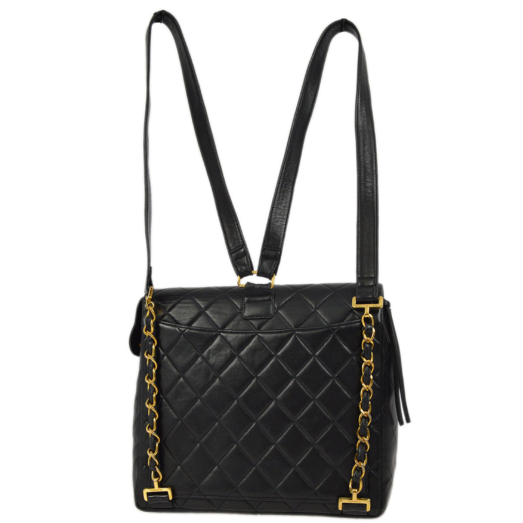 Top Quality Chanel Black Lambskin Classic Flap Backpack