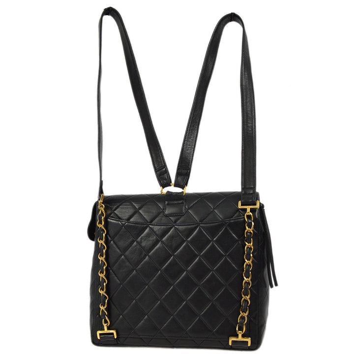 Top Quality Chanel Black Lambskin Classic Flap Backpack