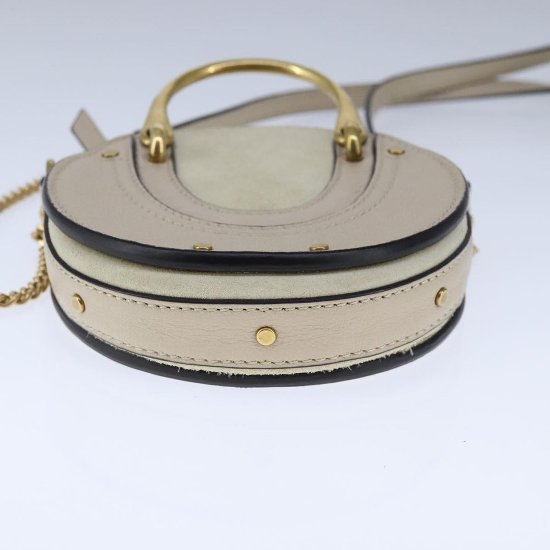 Chloe Pixy Hand Bag Leather 2way Beige Gold 104268