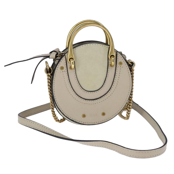 Chloe Pixy Hand Bag Leather 2way Beige Gold 104268