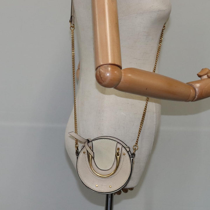 Chloe Pixy Hand Bag Leather 2way Beige Gold 104268