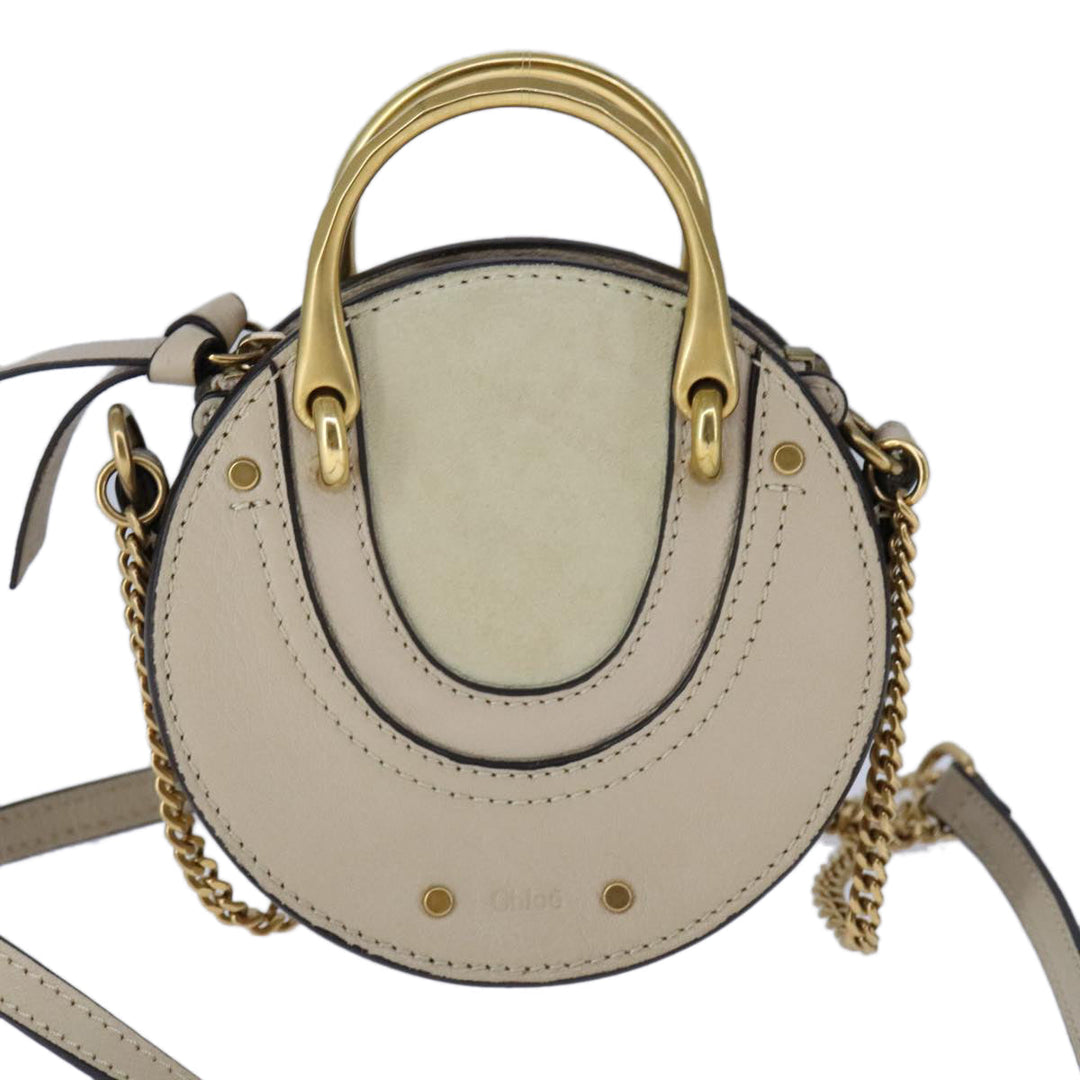 Chloe Pixy Hand Bag Leather 2way Beige Gold 104268