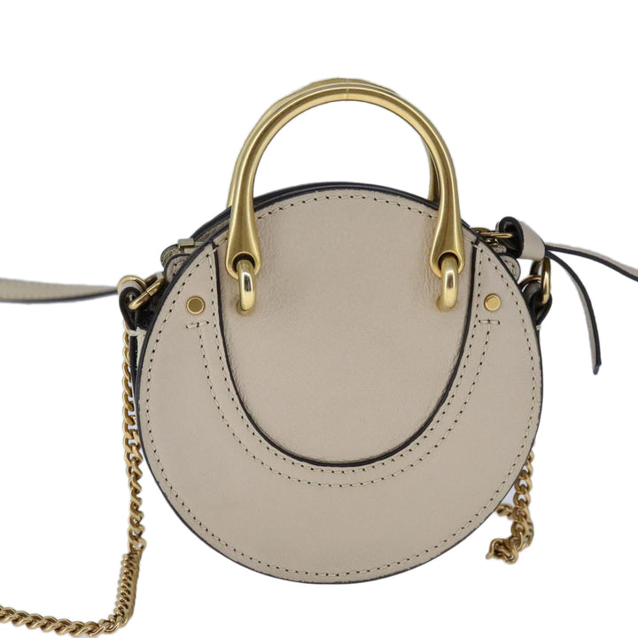 Chloe Pixy Hand Bag Leather 2way Beige Gold 104268