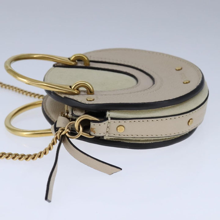 Chloe Pixy Hand Bag Leather 2way Beige Gold 104268