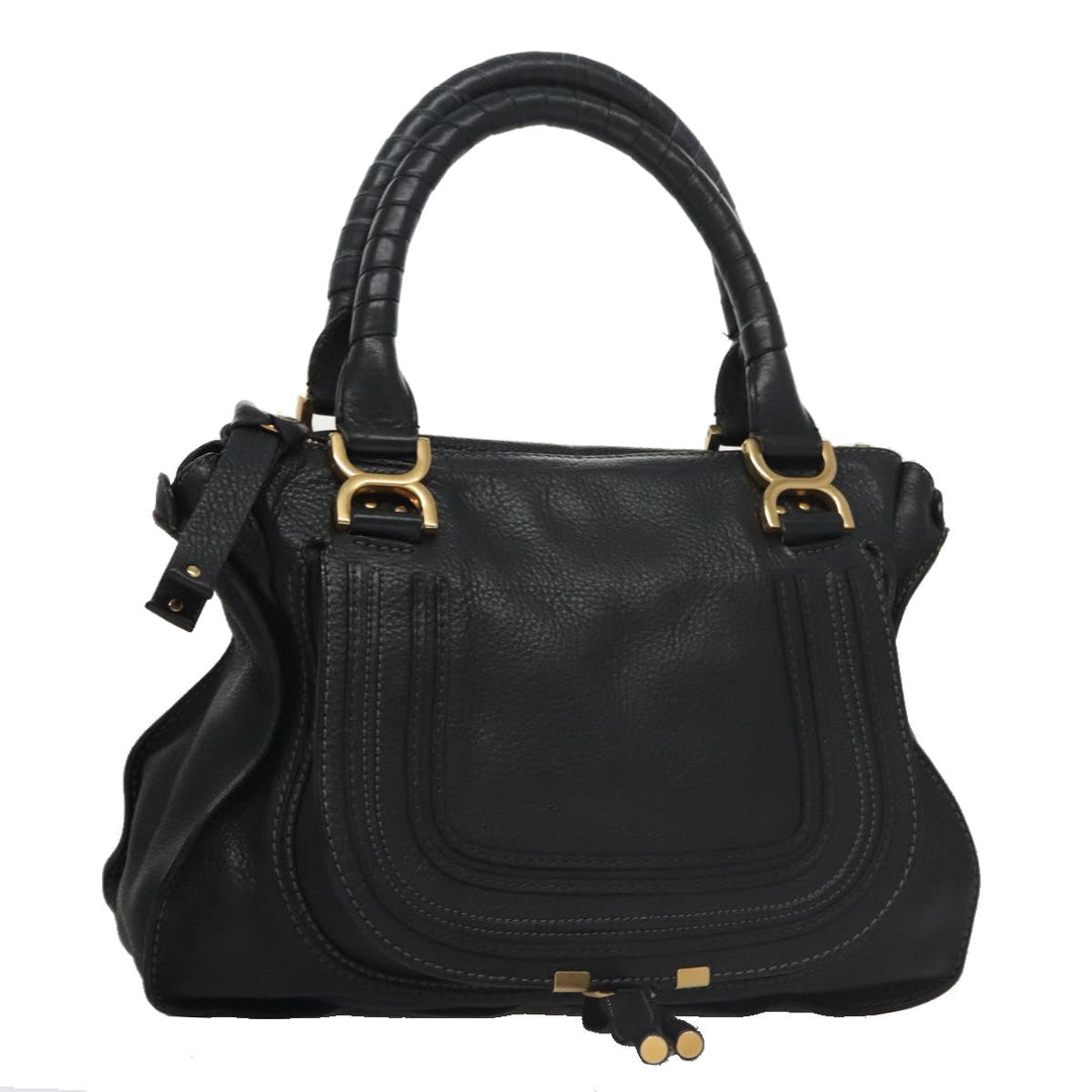 Chloe Mercy Hand Bag Leather 2way Black Gold 104708