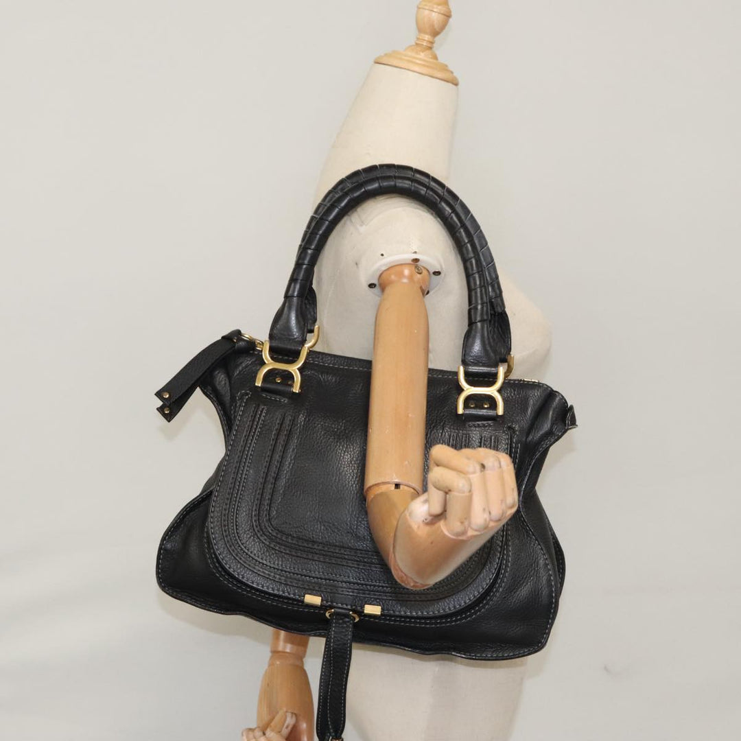 Chloe Mercy Hand Bag Leather 2way Black Gold 104708
