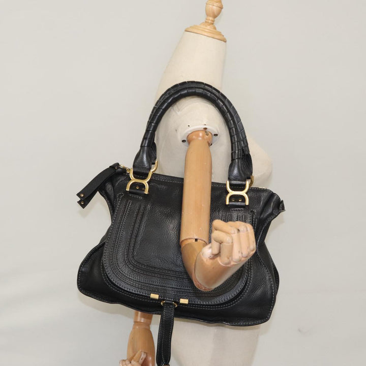 Chloe Mercy Hand Bag Leather 2way Black Gold 104708