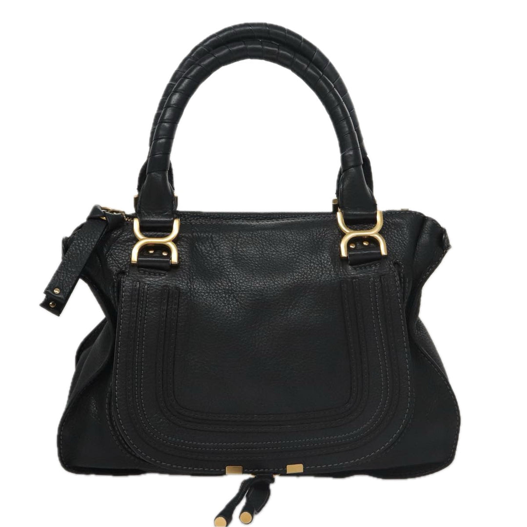 Chloe Mercy Hand Bag Leather 2way Black Gold 104708