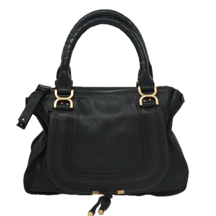 Chloe Mercy Hand Bag Leather 2way Black Gold 104708