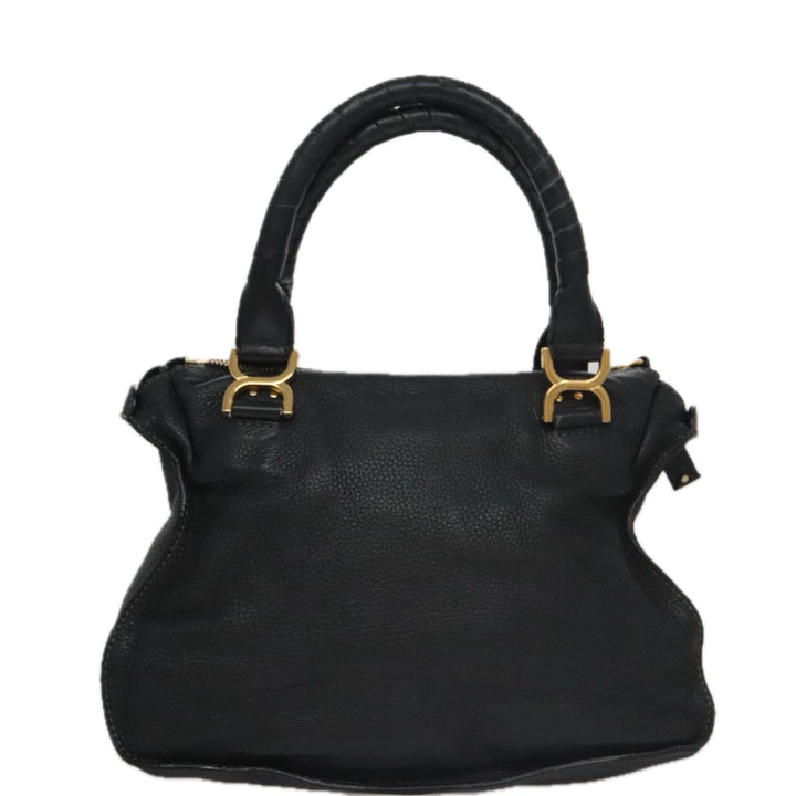 Chloe Mercy Hand Bag Leather 2way Black Gold 104708