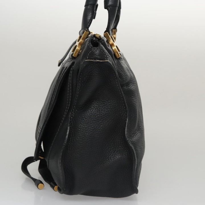 Chloe Mercy Hand Bag Leather 2way Black Gold 104708