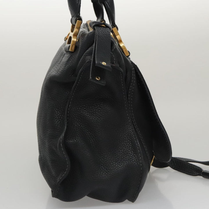 Chloe Mercy Hand Bag Leather 2way Black Gold 104708