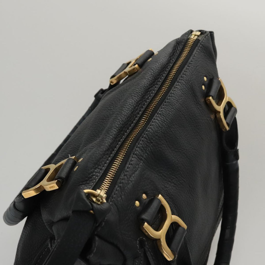 Chloe Mercy Hand Bag Leather 2way Black Gold 104708