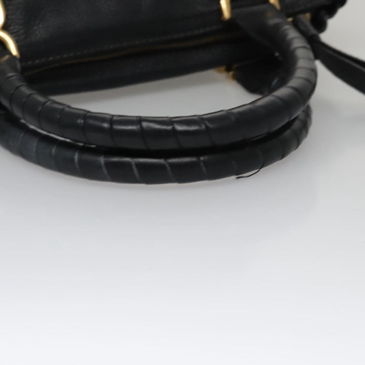 Chloe Mercy Hand Bag Leather 2way Black Gold 104708