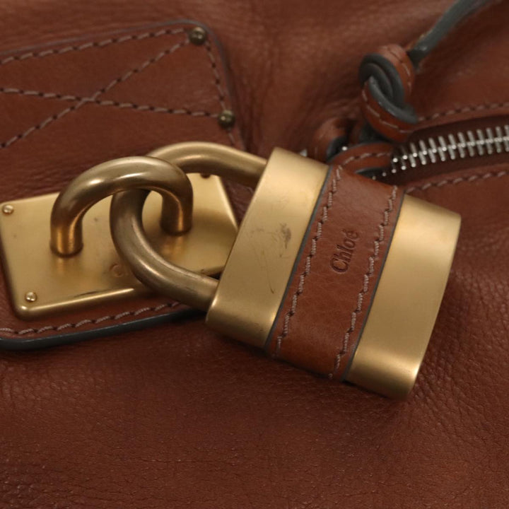 Chloe Paddington Shoulder Bag Leather Brown Gold 104717