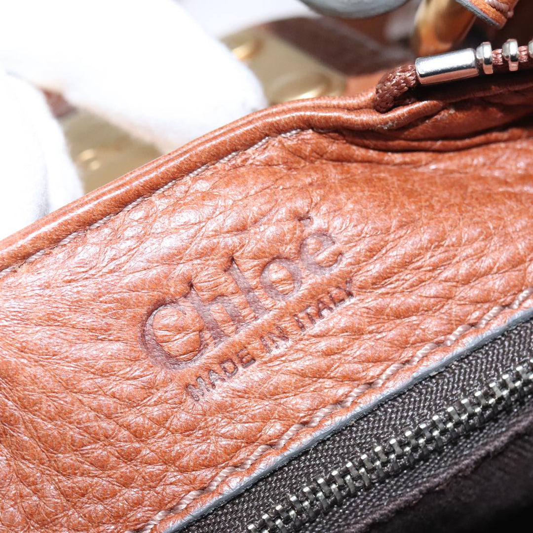 Chloe Paddington Shoulder Bag Leather Brown Gold 104717
