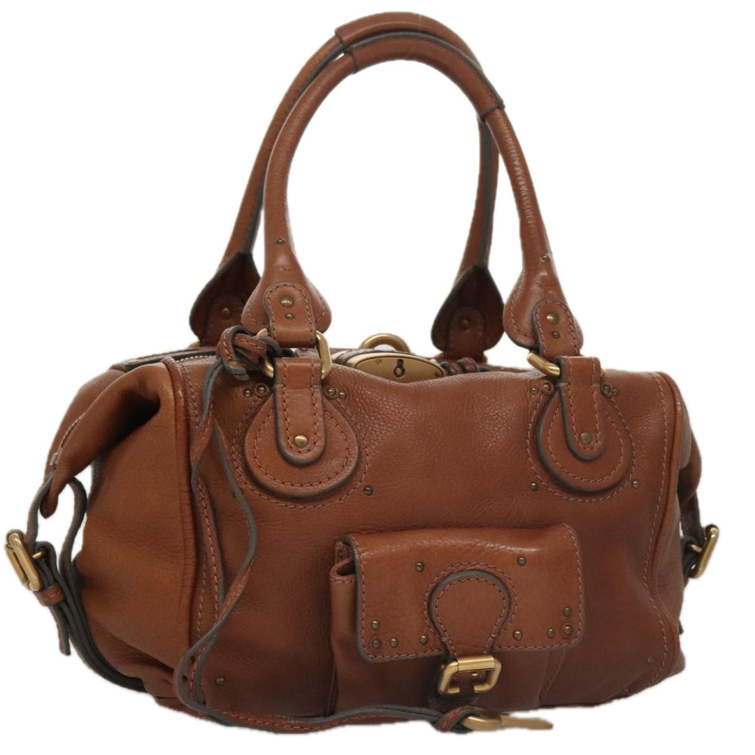 Chloe Paddington Shoulder Bag Leather Brown Gold 104717