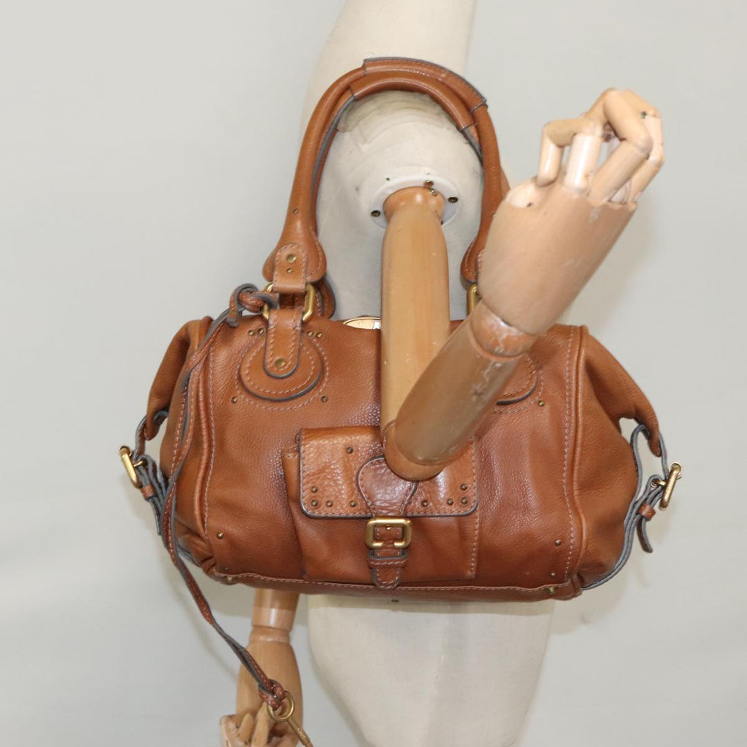 Chloe Paddington Shoulder Bag Leather Brown Gold 104717