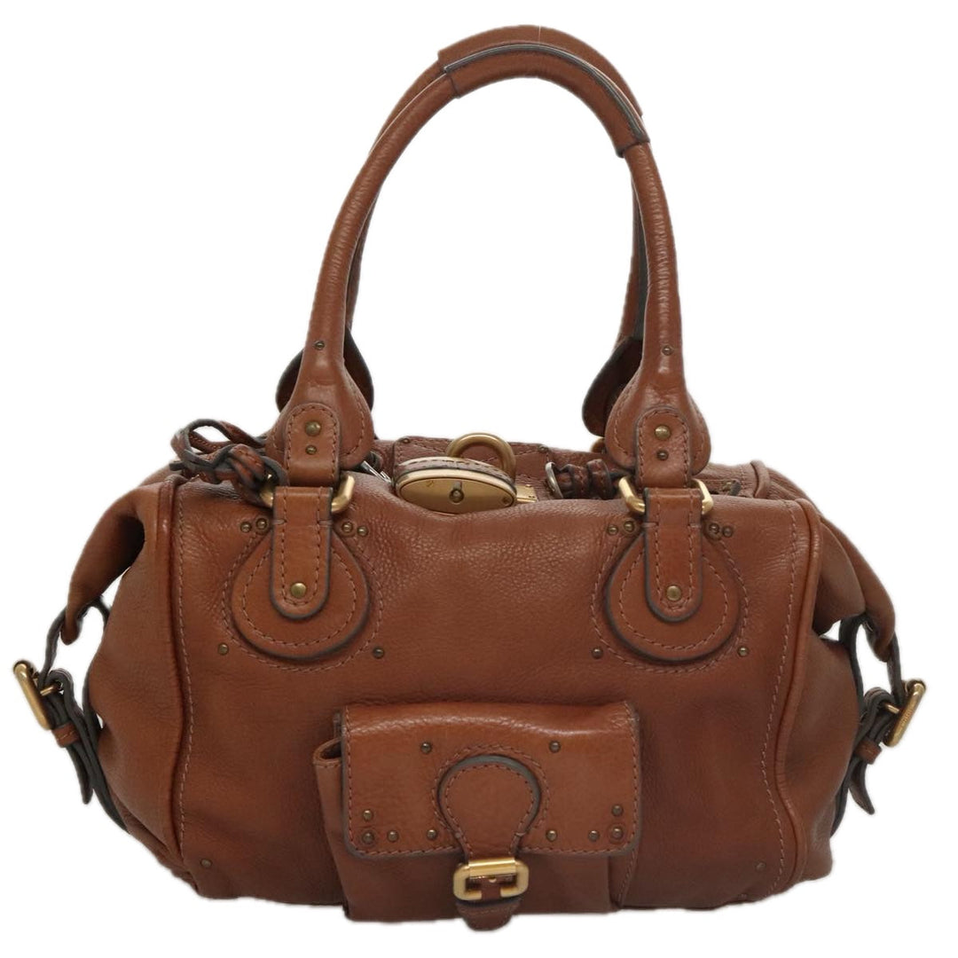 Chloe Paddington Shoulder Bag Leather Brown Gold 104717