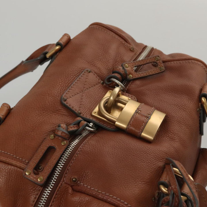 Chloe Paddington Shoulder Bag Leather Brown Gold 104717