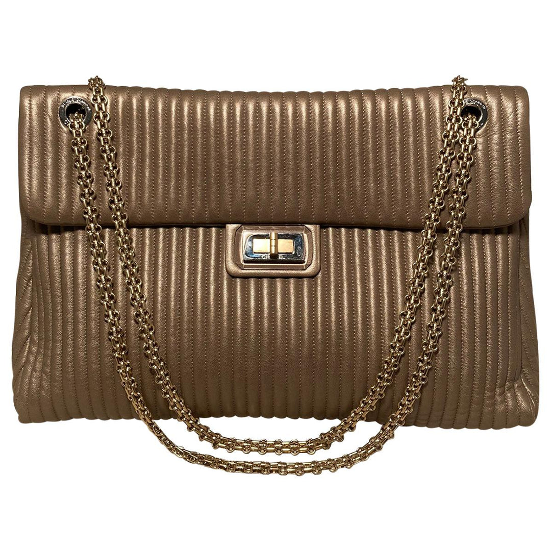 Chanel Vertical Stripe Quilted Reissue Classic New Shoulder Bag