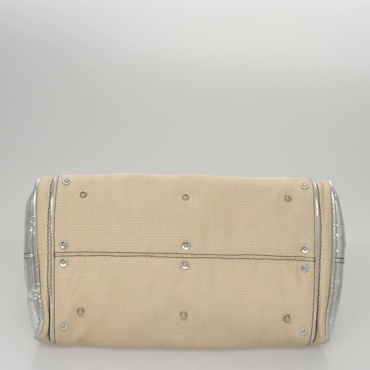Chloe Paddington Hand Bag Canvas Leather Beige Silver 105762