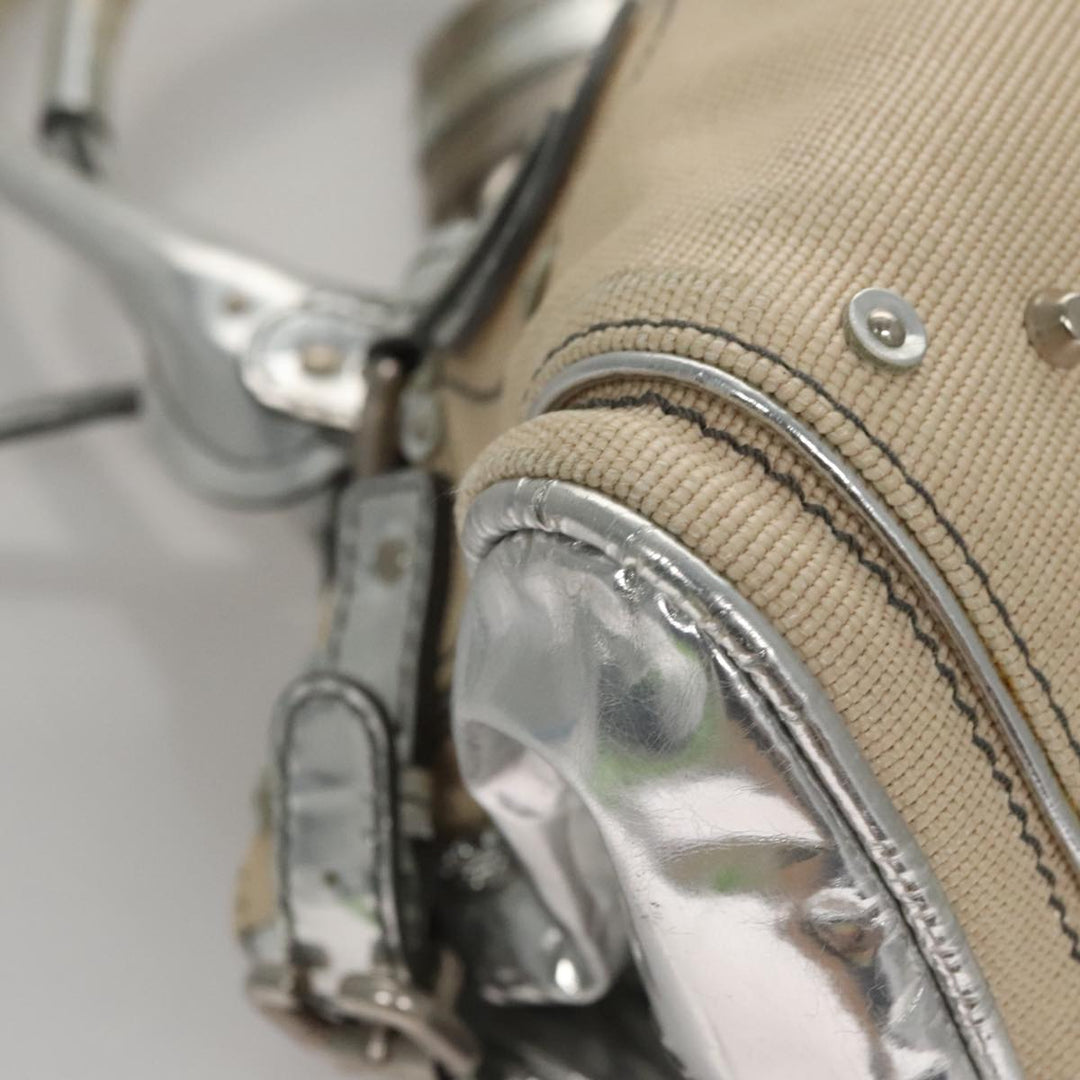 Chloe Paddington Hand Bag Canvas Leather Beige Silver 105762