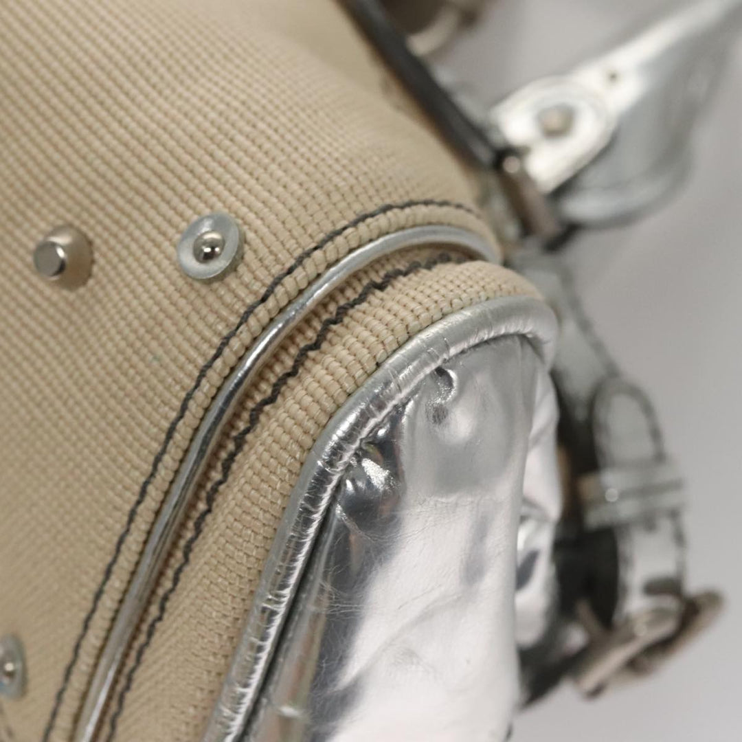 Chloe Paddington Hand Bag Canvas Leather Beige Silver 105762