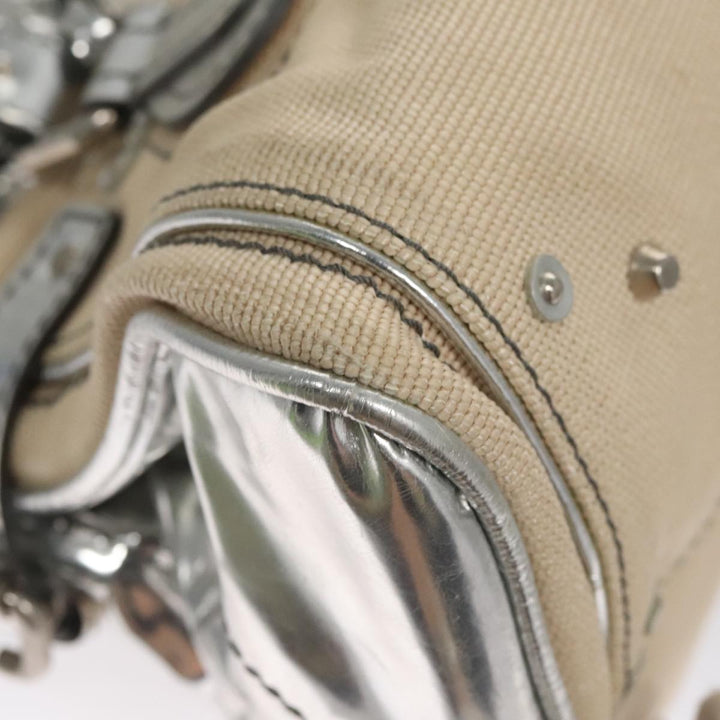 Chloe Paddington Hand Bag Canvas Leather Beige Silver 105762
